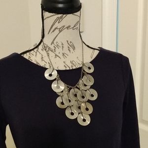 Anthropologie Bib necklace silver discs